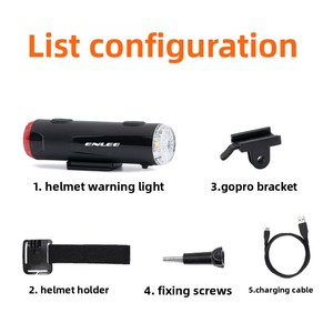 Lumière de casque de vélo LED intégrée intelligente ENLEE, avertissement avant et arrière pour VTT, vélo pliant, ABS universel, batterie pour la conduite - Product Image 6