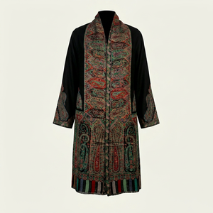 Elegant <b>Black</b> Polyester <b>Pashmina</b> <b>Shawl</b> with Intricate Kani Jamawar Weaving Windproof Long Scarf From Kashmir - Product Image 1