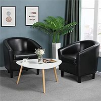 Fauteuils latéraux en cuir PU noir, fauteuil club, fauteuil en forme de baril, fauteuils d'appoint pour chambre à coucher, salon, salle de lecture