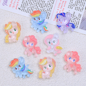 Linda transparencia Arco Iris unicornio dibujos animados Flatback resina cabujón para teléfono accesorios para el cabello DIY Scrapbooking decoración artesanal - Product Image 2