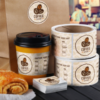 Op maat gemaakte voedselverpakkingslabel, waterdicht, mat, zelfklevend sticker voor koffieshop, bakkerij, afhaalbekers en -zakken