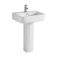 Ensemble moderne monobloc en céramique pour toilette et lavabo avec double chasse d'eau au sol pour salle de bain de villa