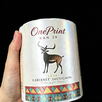 Papier spécial, finition nacrée, étiquette adhésive, étiquette holographique personnalisée, impression à l'écran inversé, rouleau VU, impression d'étiquettes pour vin rouge