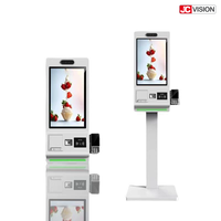 Kiosco de autoservicio con pantalla táctil de 2 pulgadas JCVision para restaurantes, con sistema POS, lector de códigos QR, lector de tarjetas NFC e impresora.