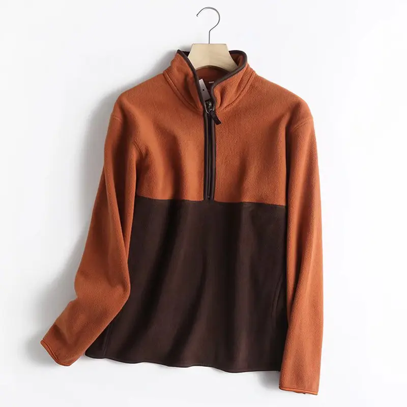 Oem Thời Trang Người Đàn Ông Giản Dị Của Outwear Cực Lông Cừu Màu Khối 1/4 Zip up Áo Thun Quý Zip Áo Người Đàn Ông