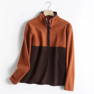 OEM फैशन आकस्मिक पुरुषों की घिसना ध्रुवीय ऊन रंग ब्लॉक 1/4 ज़िप स्वेटर चौथाई ज़िप Sweatshirt के पुरुषों
