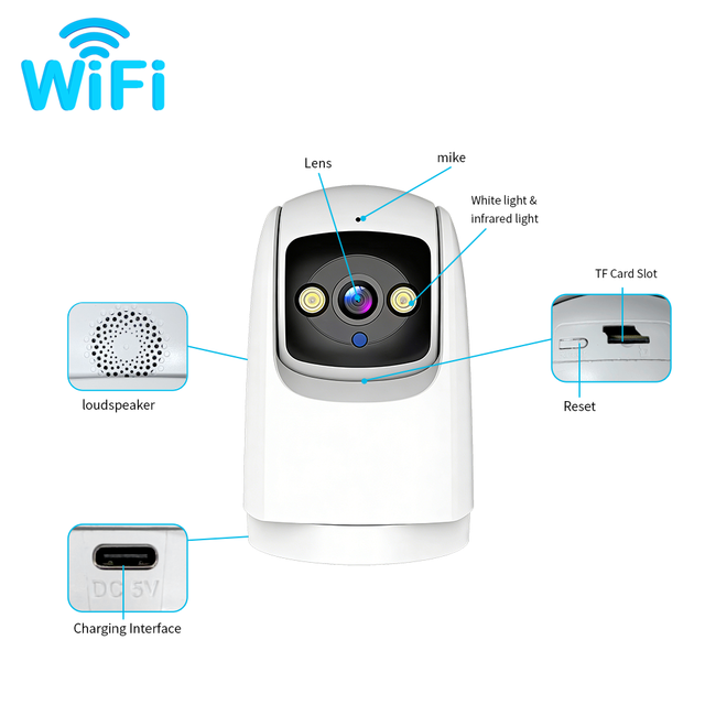 V380 Pro 1080P HD CCTV WiFi Camera Smart Indoor PTZ Security Monitor Built-in Mic Wide Angle Night Vision Home Security System