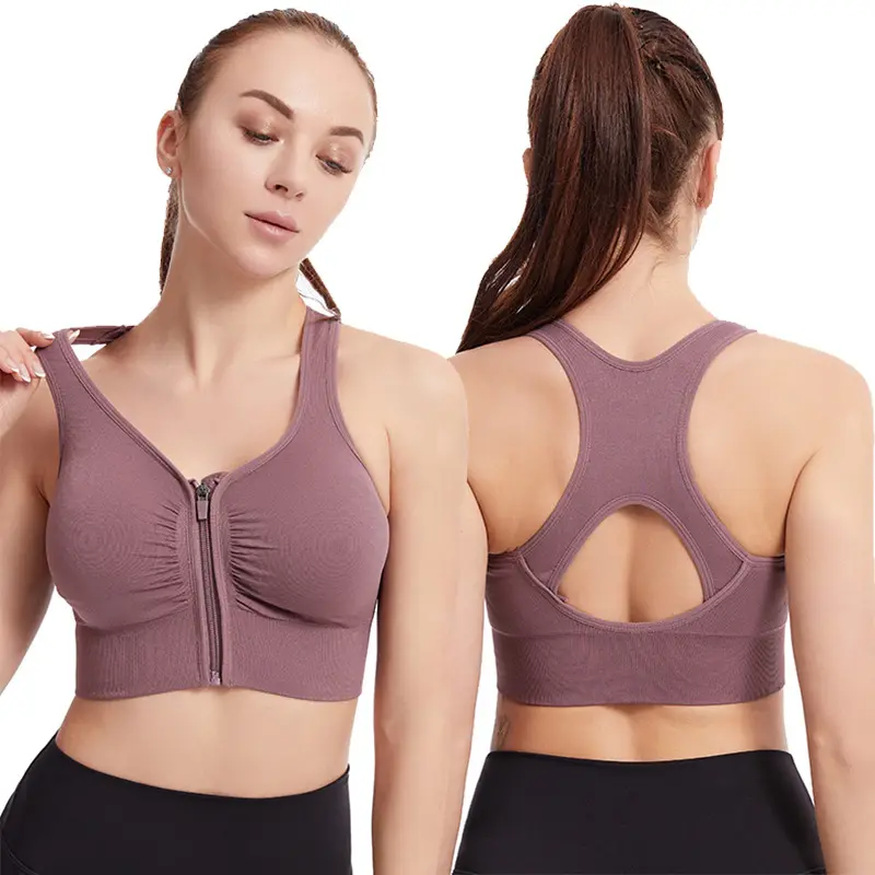 Reggiseni sportivi regolabili per palestra Fitness da donna intimo da Yoga femminile cerniera anteriore in esecuzione reggiseno sportivo Push Up