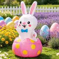 Soldes Usine : Lapins Roses de Pâques Gonflables, Jouet Gonflable de Pâques Transfrontalier Lapin Rose et Œuf de Pâques avec Lumières LED