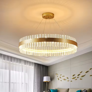 Zèle Éclairage Rétro Anneau Lustre En Laiton Et Verre Clair Pendentif LED Vintage Lumières - Product Image 6