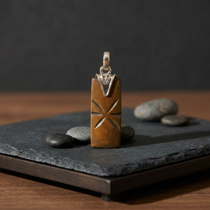 Modern Bohemian Women's Jewelry with Silver Carved Brown Pendant Gold Plated Natural Gemstone Religious Stone Charms - Product Image 4