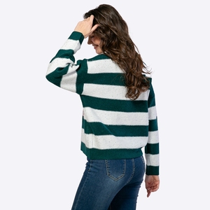 Maglione Natalizio Personalizzato da <span class=keywords><strong>Donna</strong></span> con Strisce Glitterate, Scollo a V, Spalle Scivolate, Vestibilità Ampia e Patch con Lettere - Produttore - Product Image 6