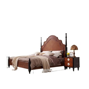 Cama de Madera Maciza Estilo Retro Francés, Cama King Size de 1.8m con Cabecero Tallado a Mano, Muebles de Dormitorio de Caoba - Product Image 5