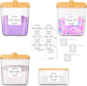 3 Pack Large Plastic Organizer <b>Laundry</b> Room Detergent <b>Storage</b> <b>Organization</b> and Container Jars with Lids - Product Image 1