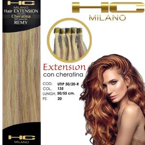 HC Milano Pre-incollato Remy Extension per capelli 50/55 cm 20 pz S18/22 1B e 99J punte piatte colorate per Extension per capelli tinte - Product Image 1