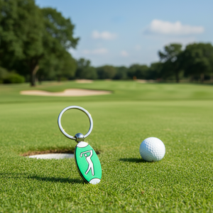 Portachiavi Promozionale a Forma di Green da Golf, Moschettone Unico per uno Stile Personalizzato - Product Image 3