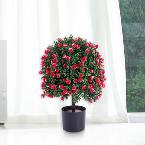 PZ-1-107B/112 Haute Simulation Faux Rose Rouge avec Buis Folaige Plante En Pot Dans Un Pot En Plastique Topiaire Arbustes Artificiels Arbres - Product Image 1