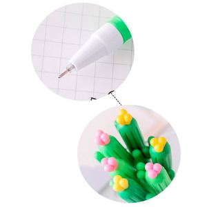 Custom Cartoon Gel Pen <b>Creative</b> Promotional Stationery Writing <b>Gifts</b> Neutral Ballpoint Pen Plastic Plant Cactus Pen with Flower - Product Image 3