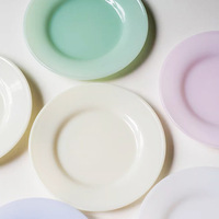 Assiettes en verre de jade vert, rose, violet, blanc, opale, assiettes à dîner, assiettes en verre laiteux pour mariage