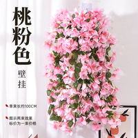 Keranjang Gantung Dinding Bunga Bougainvillea Sutra Buatan, Bunga Artifisial untuk Dekorasi Dalam/Luar Ruangan, Lanskap Hotel, Wisuda