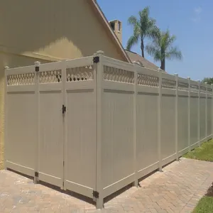 Hot sale PVC fences privacy, outdoor privacy wall fence with lattice, cheap vinyl pvc privacy fence