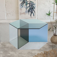 Meubles de salon de luxe Ensemble de table basse en acrylique bleu Table Tables basses empilables