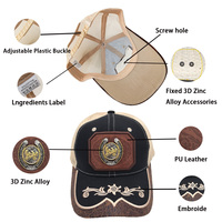 Gorra Trucker Richardson Unisex con Diseño 3D de Sillín de Cobre, Malla y Bordado Estilo Vaquero Occidental, Ideal para Pesca y Actividades al Aire Libre
