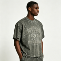T-shirt personnalisé Kornit DTG, imprimé vintage vieilli, streetwear, effet délavé, pour homme, OEM