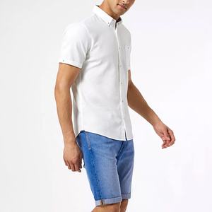 Custom Embroidery <b>Men's</b> Work <b>Shirt</b> 100% Cotton Thick Fitted Single-Breasted Classic White <b>with</b> Turn-Down <b>Collar</b> Print Pattern - Product Image 6