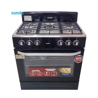Cuisinière à gaz multifonctionnelle Xunda OEM, en acier inoxydable, 5 brûleurs, avec four, pour usage domestique