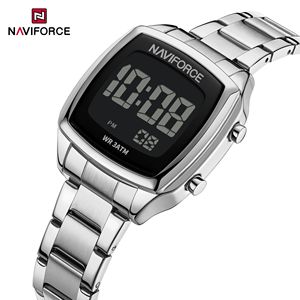 NAVIFORCE NF5047 Square Casual <strong>Digital</strong> <strong>Watch</strong> for Lady Stainless Steel Strap <strong>Digital</strong> <strong>Watch</strong> for <strong>Women</strong> Versatile Female Wristwatch - Product Image 1