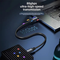 Cable USB5 USB C de 80 Gbps, 16K60Hz 8K120Hz, Cable de Datos USB Tipo C 5A 240W, Cable de Carga Rápida Tipo C para Thunderbolt 5 4, Laptop, Tableta