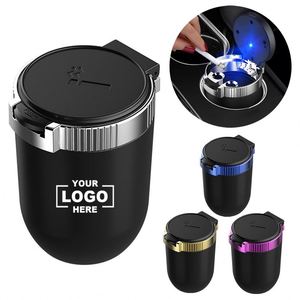 Custom Logo Car Ashtray Leakproof Cigarette Ashes Storage Promotion Gifts Automatic Flip <b>Cover</b> Car Ashtray with <b>LED</b> <b>Light</b> - Product Image 1