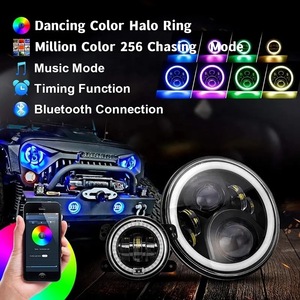 Faros Delanteros Redondos de 7 Pulgadas + Luces Antiniebla de 4 Pulgadas, Ojos de Ángel, Proyectores, Luces Halo, RGB, Intermitentes DRL, para Jeep - Product Image 3