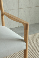Chaise de lecture de loisirs avec accoudoir dossier cadre en bois de frêne chaise simple avec siège coussin en tissu pour salon hôtels