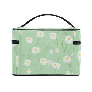 Cute Mint Daisy Cosmetic Bag, Large Travel Toiletry Organizer with Multi-Pockets, Portable <b>Makeup</b> Storage <b>Case</b> - Product Image 5