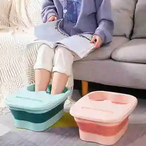 Custom folding massage foot bath bucket household foot bath plastic health care with lid insulation massage foot bath basin