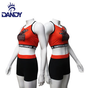 Divise da Cheerleading taglie forti personalizzate blu Navy allegria e costumi da ballo per adulti set di strass per le squadre della scuola di danza femminile - Product Image 3