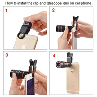 Kit d'objectif de téléphone portable Kit d'objectif de télescope optique 12X Clip universel Objectif de zoom optique pour téléphone intelligent