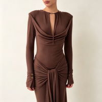 Robe Longue Décontractée et Élégante pour Femme, Couleur Unie, Coupe Ample, Nouvelle Collection Printemps-Été 2026 Europe-Amérique