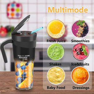 16oz <span class=keywords><strong>Smart</strong></span> <span class=keywords><strong>Mini</strong></span> spremiagrumi bottiglie BPA Free Personal Blender 4000mah USB-C ricaricabili all'aperto frullatori portatili - Product Image 3