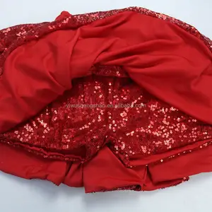 Rok Sequin Bayi Perempuan, Rok Sequin Merah Pinggang Elastis untuk Anak Perempuan