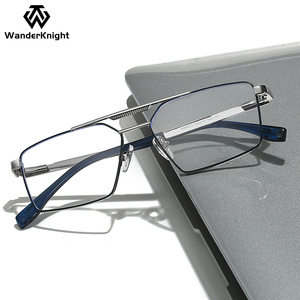 Double Bridge Men's Classic Square Optical Glasses Blue Light Blocking Metal Optical <b>Eyewear</b> Monturas Opticas - Product Image 1