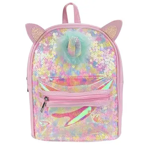 Bolsa de livro de Unicórnio de PU rosa para escola, bolsa fofa Kawaii para meninas