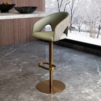 Tabourets de bar et chaises de bar de luxe léger, modernes, personnalisables, confortables, en acier inoxydable Elsa, pivotants, réglables en hauteur, avec dossier, pour îlot de cuisine, mobilier de maison