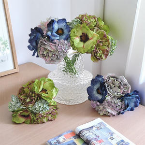 Buquê de Anêmonas e Peônias Artificiais de Seda para Casamento, 6 Cabeças, Decoração para Sala de Estar e Mesa - Product Image 4