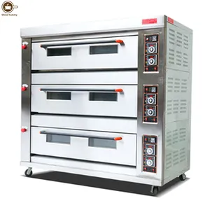 CE Bersertifikat Oven Listrik 3 Deck 9 Lapisan Dapur Komersial Kue Pizza Oven