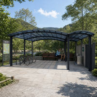Abri de jardin en aluminium le plus vendu, avec toit solaire pour zone de repos |   Abri pour vélos, espace de repos pour parc, sentier, jardin, espace public