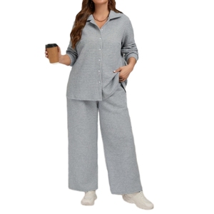 Conjunto de Dos Piezas para Mujer, Color Sólido, Holgado, Cómodo e Informal, en Oferta - Product Image 1