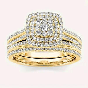 Anello con Diamante T0813 in Oro Giallo, Taglio Brillante Rotondo Naturale, Colore G, Gioiello da Donna per Fidanzamento - Product Image 1